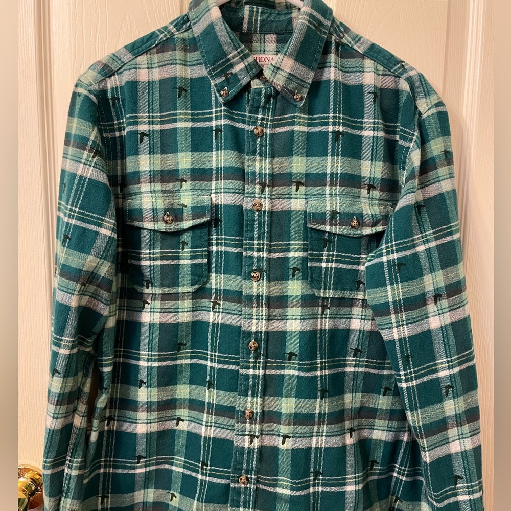 Merona Button Up Flannel Shirt Duck Print